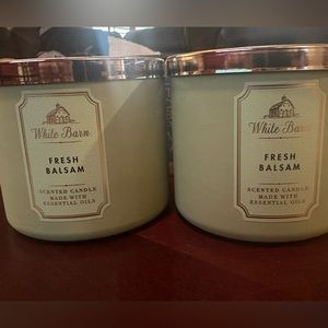 Bath & Body Works 3-wick candles in Fresh Balsam scent.